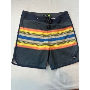 Quiksilver Mens Board Shorts Striped Swim‎ Trunks Size 32 Beach Surf
